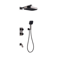 Ensemble de douche thermostatique en laiton dissimulé avec cartouche céramique, finition brossée, pour usage domestique et hôtelier, installation murale