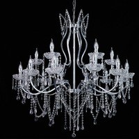 Lustre en cristal de style européen, lustre moderne à LED, design en fer forgé pour hôtel, auditorium, décoration de mariage