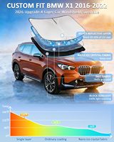 Parasol Plegable para Parabrisas Delantero de Automóvil con Protección UV de 4 Capas y Aislamiento Térmico para BMW X1 F8 2016-2022
