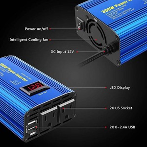 Convertisseur <span class=keywords><strong>DC</strong></span> <span class=keywords><strong>12V</strong></span> à 110V <span class=keywords><strong>AC</strong></span> Adaptateur de chargeur de voiture Onduleur 300W - Product Image 4