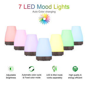 Difusor de aromaterapia eléctrico de grano de madera, humidificador de Aroma de 300ML, aceite esencial, 7 Led de Color, con control remoto - Product Image 3