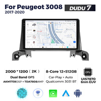 DUDUAUTO Convient pour Peugeot 3008 2017-2020, écran multimédia Android modifié pour voiture, navigation Bluetooth, Car-play, écran de recul