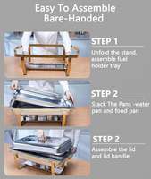 Plat de service de luxe en acier inoxydable doré, chauffe-plat pliable à alcool, ensemble de buffet pour hôtel et restaurant