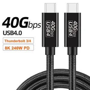 Câble USB 4 2M 240W <span class=keywords><strong>Super</strong></span> Fast Charge PD E-mark 40Gbps 8K/60Hz Thunderbolt3/4 pour Macbook iPad USB Type C Charger Data <span class=keywords><strong>Cable</strong></span> - Product Image 1