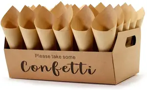 Cetak Label kustom baki kertas pemegang kerucut kotak untuk pra-roll pesta pernikahan kerucut berdiri kotak Confetti kerucut