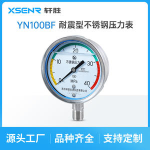เกจวัดแรงดันสแตนเลสซูโจว ซวนเฉิง รุ่น YN100BF ขนาด 100 มม. แบบอนาล็อก 0-40Mpa พร้อมเกลียวเชื่อมต่อ วงแหวนสีเตือน - Product Image 2