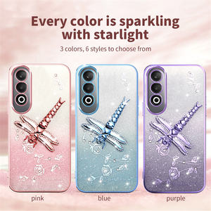 Housse de téléphone Dragonfly Flower Design Chrome Gradient Glitter Housse de téléphone pour <span class=keywords><strong>Oneplus</strong></span> 15/ACE5/Nord5/ACE5Pro/N10/13R/13 Mobile Cover - Product Image 4