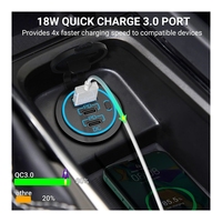 Voiture étanche marine 58W RV double prise USB 20W PD 18W QC3.0 Port USB bouton interrupteur USB C chargeur de voiture prise