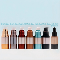 Faible MOQ En stock Flacon pompe à vide 15 ml pour lotion, flacon compte-gouttes pour pigment de tatouage, en PET, OEM ODM, Vente en gros