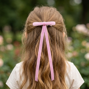 Fiocchi per Capelli Gordon per Bambine, Personalizzati, Larghezza 9 MM, Fiocco in Velluto <span class=keywords><strong>con</strong></span> Lunghe Coda, Clip per Capelli in Velluto per Bambini - Product Image 1