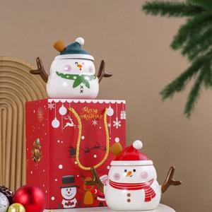 Tasse à café en forme de bonhomme de neige de Noël avec couvercle, tasse à eau créative de grande capacité - Product Image 3