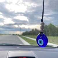 Cuentas de madera hechas a mano ojo turco coche encanto colgante vista trasera amuleto para la suerte y la protección Mati Nazar regalo