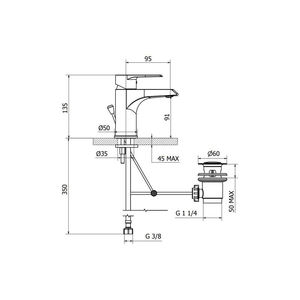 Mezclador de lavabo automático de 1 \ "1/4 VELVET, herramienta de torneado con drenaje - Product Image 3