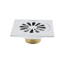 Couvercle de drain de sol à insertion de carrelage carré en laiton de style moderne Bonne vente Drain de douche Filigrane de salle de bain d'hôtel Chrome