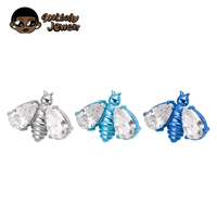 ASTM F136 G23 titane CZ ailes pavées à filetage interne Push In Top Labret goujons boucles d'oreilles abeille