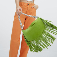 Cadeaux d'hiver pour femmes en gros sac à main solide avec chaîne en argent pour femmes sacs à main sac à bandoulière en daim à longues franges