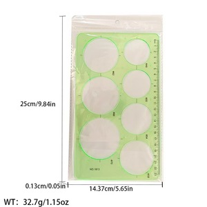 Plantilla circular verde de 20cm, regla de plástico, herramientas de medición, 29 círculos, suministros escolares y de oficina para estudiantes, 2 uds. - Product Image 5