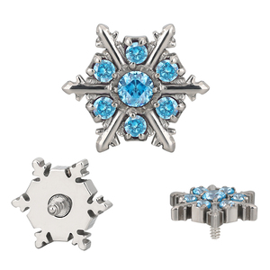 Boucle d'oreille flocon de <span class=keywords><strong>neige</strong></span> en titane CNC sertie de CZ, flocon de <span class=keywords><strong>neige</strong></span>, 16G, filetage interne, labret - Product Image 2