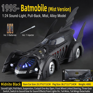Modèle de voiture Batmobile en alliage moulé sous pression avec effet de brume, aileron arrière, télécommande, jouet RC pour garçons et fans de Batman - Product Image 4