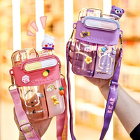 Bouteille d'eau sportive portable 2-en-1 grande capacité avec double compartiment anti-fuite en plastique pour enfants – Nouveauté en gros