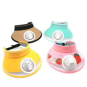 Logotipo personalizado barato verano protección solar visera sombrero USB carga visera sombrero con ventilador - Product Image 1