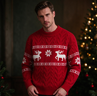 Pull en fibre de polyester, vêtements décontractés d'hiver pour Noël, style rétro ample et décontracté, pour hommes