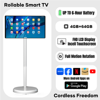 Televisor Inteligente Portátil OFD de 21.5 Pulgadas con Ruedas, Televisión Android con Soporte, Pantalla Digital Interactiva para Oficina