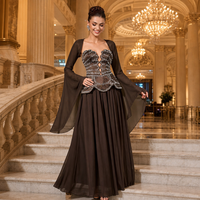 Robe de soirée saoudienne sans bretelles, ornée de perles, avec haut à volants, en mousseline de soie, longue, à manches évasées, pour femme, pour mariage, fête ou cérémonie