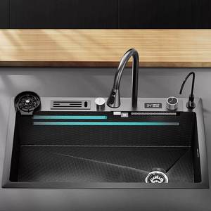 Fregadero de Cocina de Acero Inoxidable Extra Grueso y Profundo, de Gran Capacidad, con Diseño Integrado, para Lavar Verduras - Product Image 1