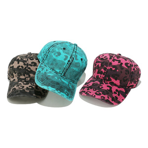 Ff4534 cổ điển không có cấu trúc cấu hình thấp thể thao mũ có thể điều chỉnh đau khổ CHA mũ kẻ sọc beo rửa bông Mũ bóng chày - Product Image 5