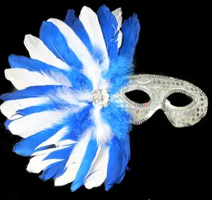 环保DIY工厂装饰派对名人羽毛面具生奇琴羽毛面具派对装饰