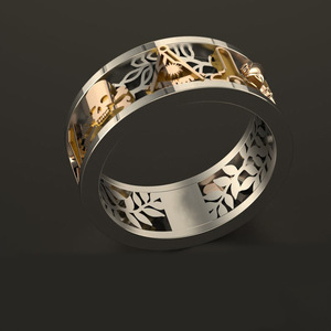 Bague ajourée bicolore pour homme, bijou de doigt tendance, à porter au quotidien - Product Image 2
