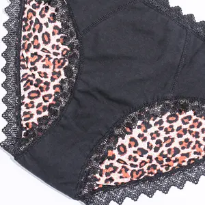 2022 Hot Selling Leopard Auslaufs icher 4-lagig Menstruation unterwäsche mit hoher Saugfähig keit für Frauen