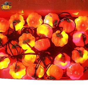 ไฟประดับ LED รูปฟักทองสำหรับฮาโลวีน ใช้แบตเตอรี่ ตกแต่งภายในบ้าน ฟักทองพลาสติกสีส้ม - Product Image 1