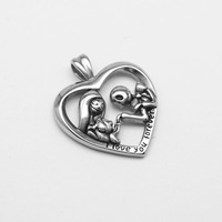 Kalung Kerangka Bentuk Hati Cinta Abadi Vintage Liontin Baja Tahan Karat yang Dapat Dipersonalisasi Perhiasan Fashion Berkualitas untuk Pria Grosir