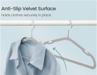 Cintres en velours à épaules larges avec crochet pivotant, épaisseur 0,2 pouce, en PET/Nylon/Fer, gris tourterelle, pour placard, gain de place, lot de 50