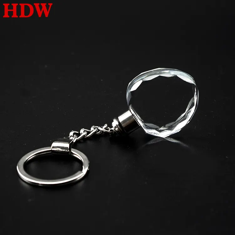 Pujiang Cheap Wholesale Big Size Glass Crystal Led Light Keychain Custom Blank Heart 3d Laser Engraving K9 Crystal Keychain
