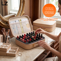 Étui de transport LZ en cuir PU Nappa pour vernis à ongles, huiles essentielles et rouges à lèvres, boîte à maquillage 40 compartiments pour voyage, logo personnalisé