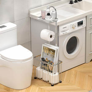 Porte-<span class=keywords><strong>papier</strong></span> hygiénique autoportant distributeur de rouleaux de porte-mouchoirs avec panier pour téléphone <span class=keywords><strong>tablette</strong></span> stockage de magazines organisation de salle de bain - Product Image 6