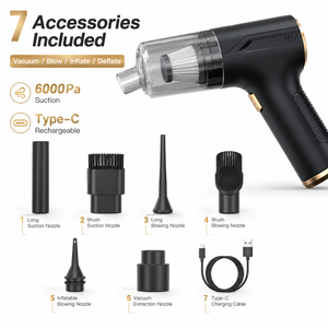 6000Pa Cordless Handheld <b>Vacuum</b> Cleaner 50W <b>Portable</b> Car <b>Vacuum</b> Air Duster Blower Inflator Type C Rechargeable Compact OEM ODM - Product Image 2