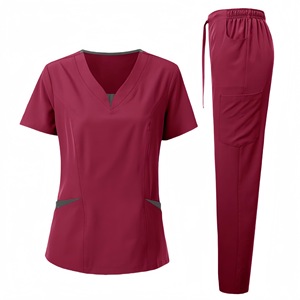 Ensembles de blouses et pantalons de travail multicolores tissés 95% polyester + 5% élasthanne, extensibles, à jambe droite, avec détection d'aiguilles, pour cliniques médicales - Product Image 2