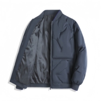 Blouson bomber kaki matelassé chevron pour homme, col côtelé, fermeture éclair, veste d'hiver chaude avec poche plaquée