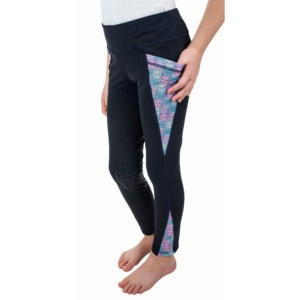 TD TuffRider Minerva 3 collant con stampa al ginocchio per abbigliamento da equitazione per bambini