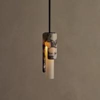 Mini lustre en marbre avec commande sans fil, éclairage LED pour chambre à coucher, salle à manger, escalier - Design en pierre minimaliste italien de luxe