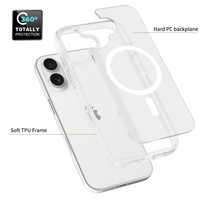 Nouvelle coque de téléphone transparente en TPU+PC avec charge magnétique sans fil, antichoc et électro-plaquée pour 16/15/14/13 Pro Max