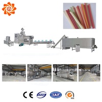 Chaîne de production complète biodégradable industrielle machine d'extrusion de paille de riz à boire comestible