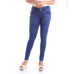 Casual New Arrival Denim Pant 2023 Wholesale Custom Women <b>Elastic</b> Stretch <b>Jeans</b> Pant High <b>Waist</b> Solid Color - Product Image 5