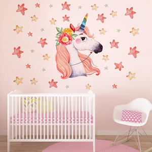 Autocollant mural coloré <span class=keywords><strong>licorne</strong></span> personnalisé, étiquette personnalisée avec nom, thème monogramme en vinyle, papier peint pour <span class=keywords><strong>chambre</strong></span> d'enfant, bébé, <span class=keywords><strong>chambre</strong></span> d'enfant, nouvelle collection - Product Image 6
