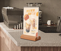 Support de menu de table en acrylique en bois | Carte de tente d'affichage de restaurant en plastique transparent A4/A5/A6