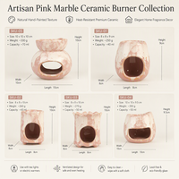 Brûleur à huile en céramique émaillée marbrée, diffuseur d'huiles essentielles à design ajouré pour bougie chauffe-plat, chauffe-cire aromatique, parfum d'ambiance pour la maison et la chambre